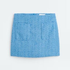 H&M Blue Bouclé Tweed Mini Skirt – Textured – NWT – Size 6